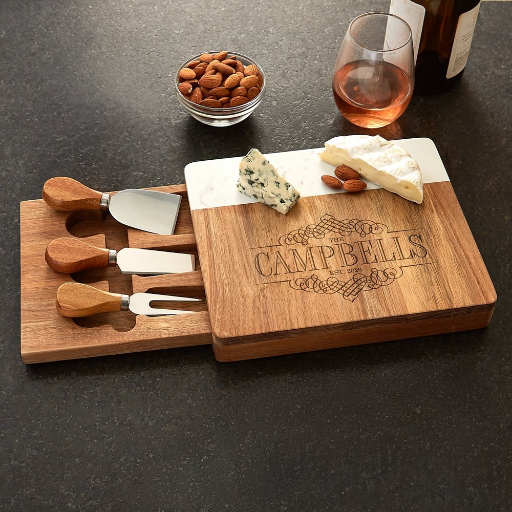 Decorative Name Marble Wood Cheese Board