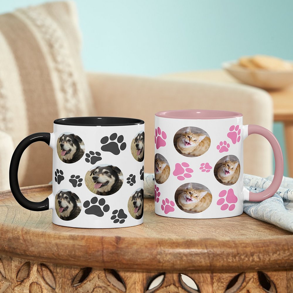 Pet Paw Print Photo Mug