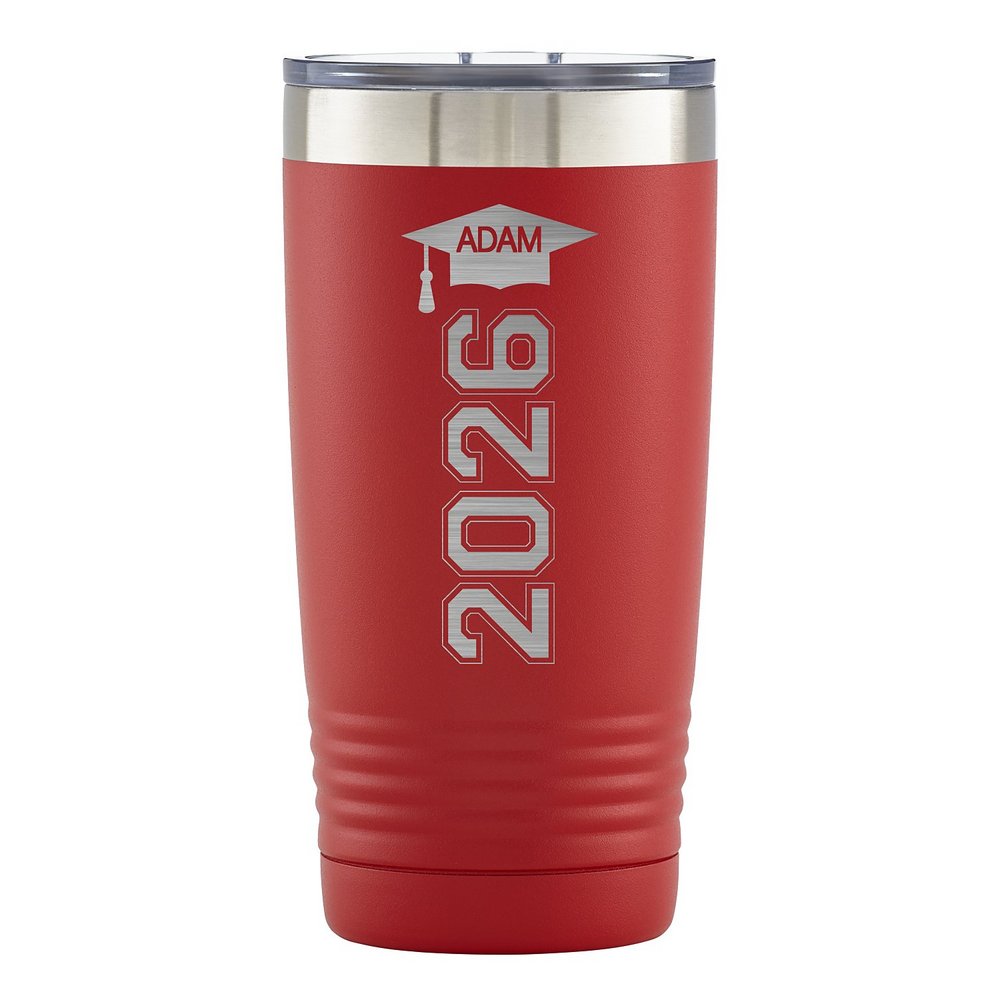On-The-Go Graduation Insulated Tumbler - Red Vertical Grad Cap