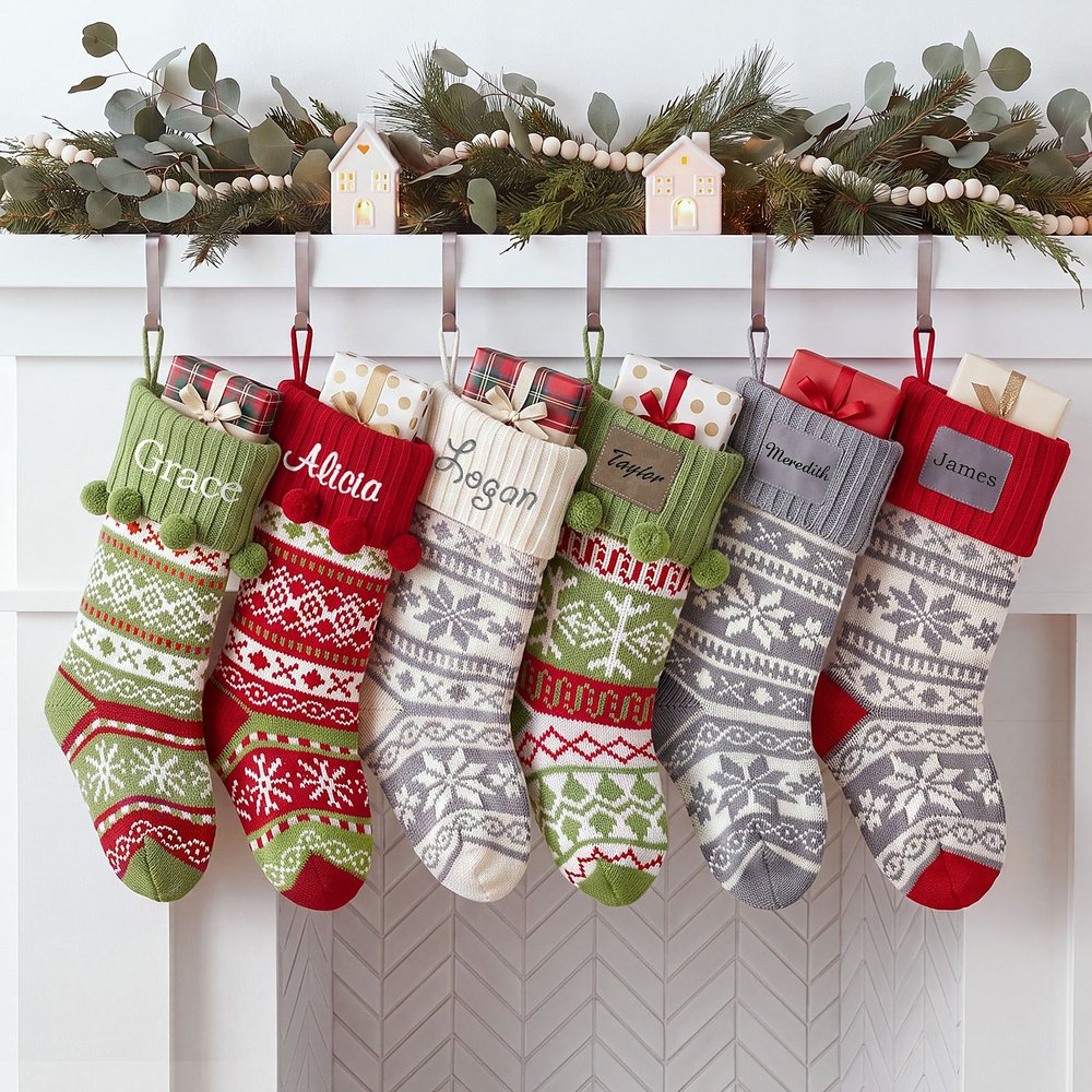 Knit Snowflake/Knit Argyle Stocking Collection