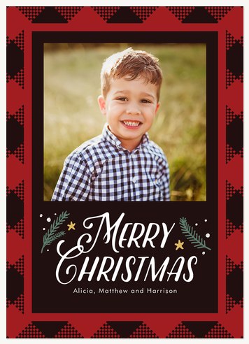 Woodland Check Personalized Holiday Cards