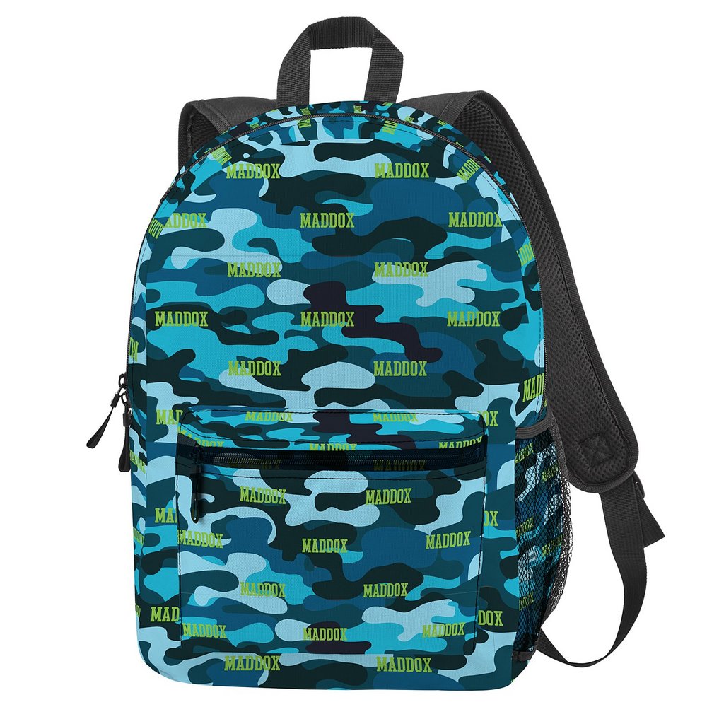 Camo Name Allover Print Backpack - Blue