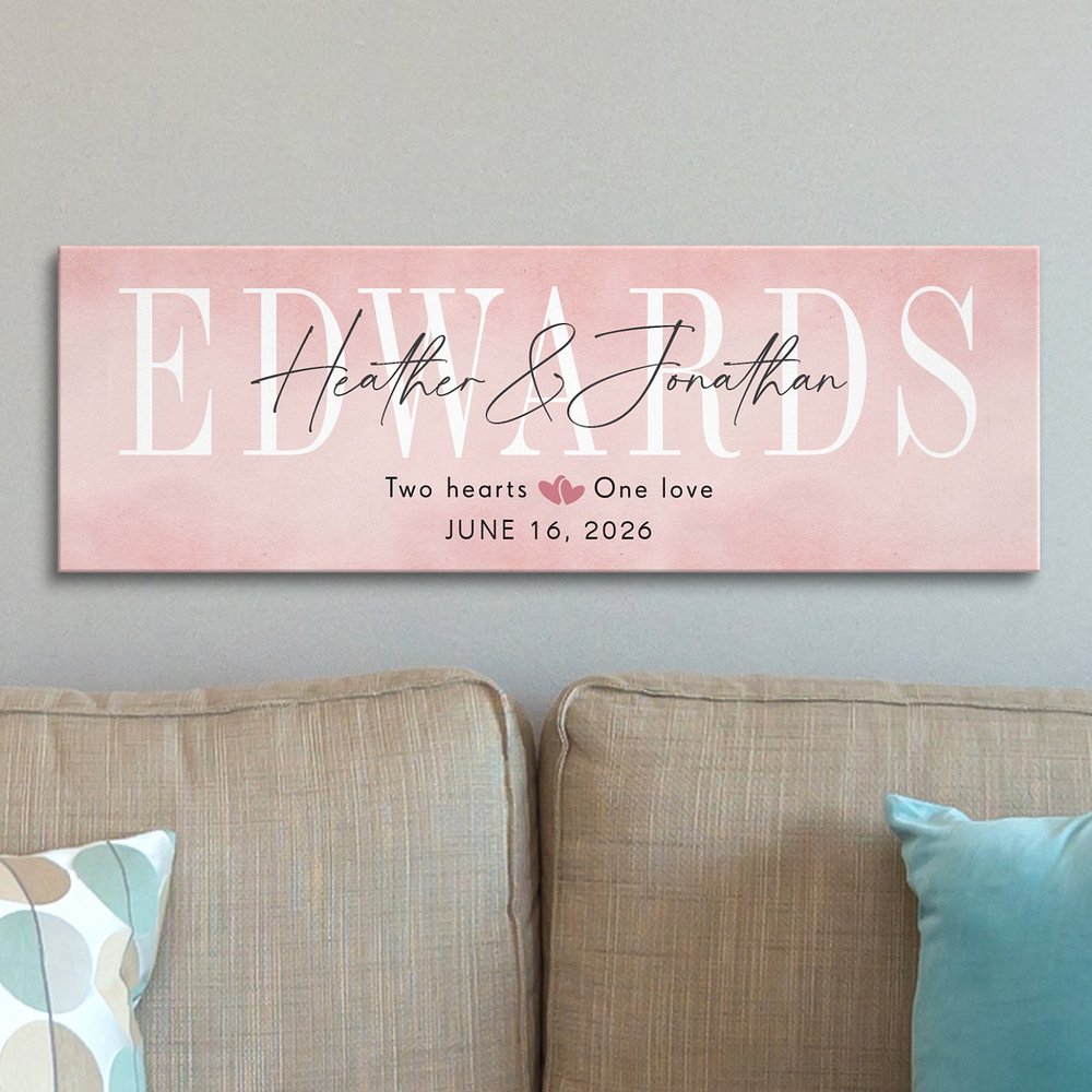 Two Hearts United in Love Watercolor Canvas
