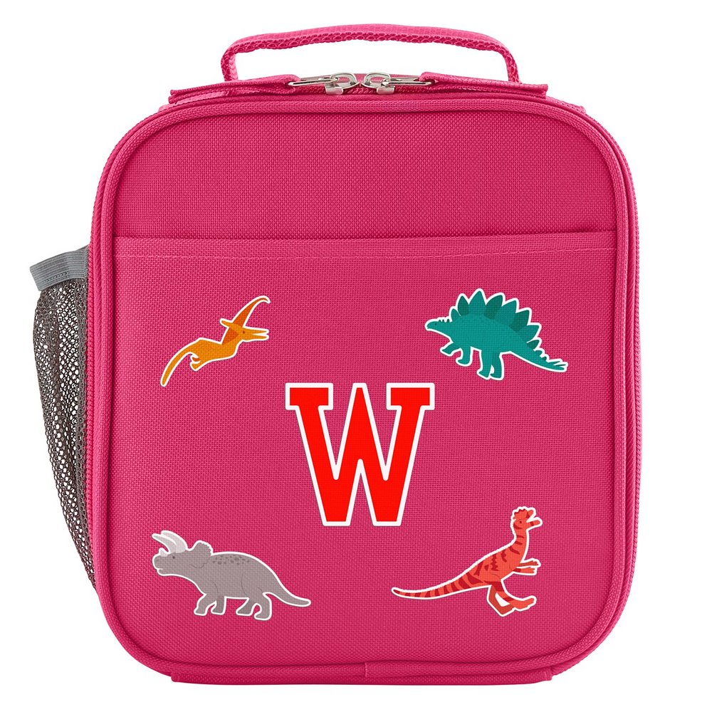 Decal + Monogram Pink Lunch Box - Dino - Red