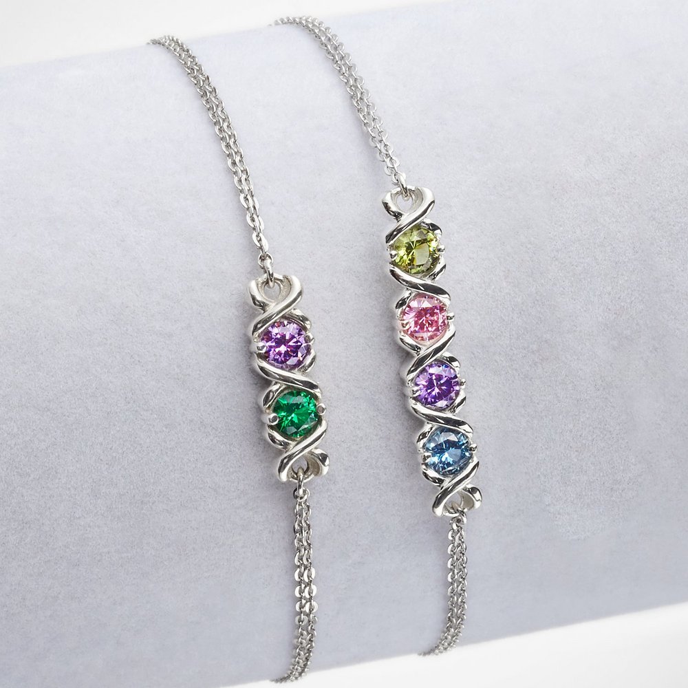 XO Birthstone Personalized Charm Bracelet
