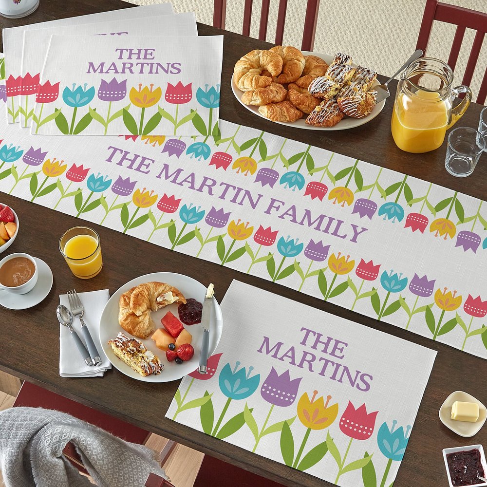 Springtime Tulip Personalized Table Runner & Placemats