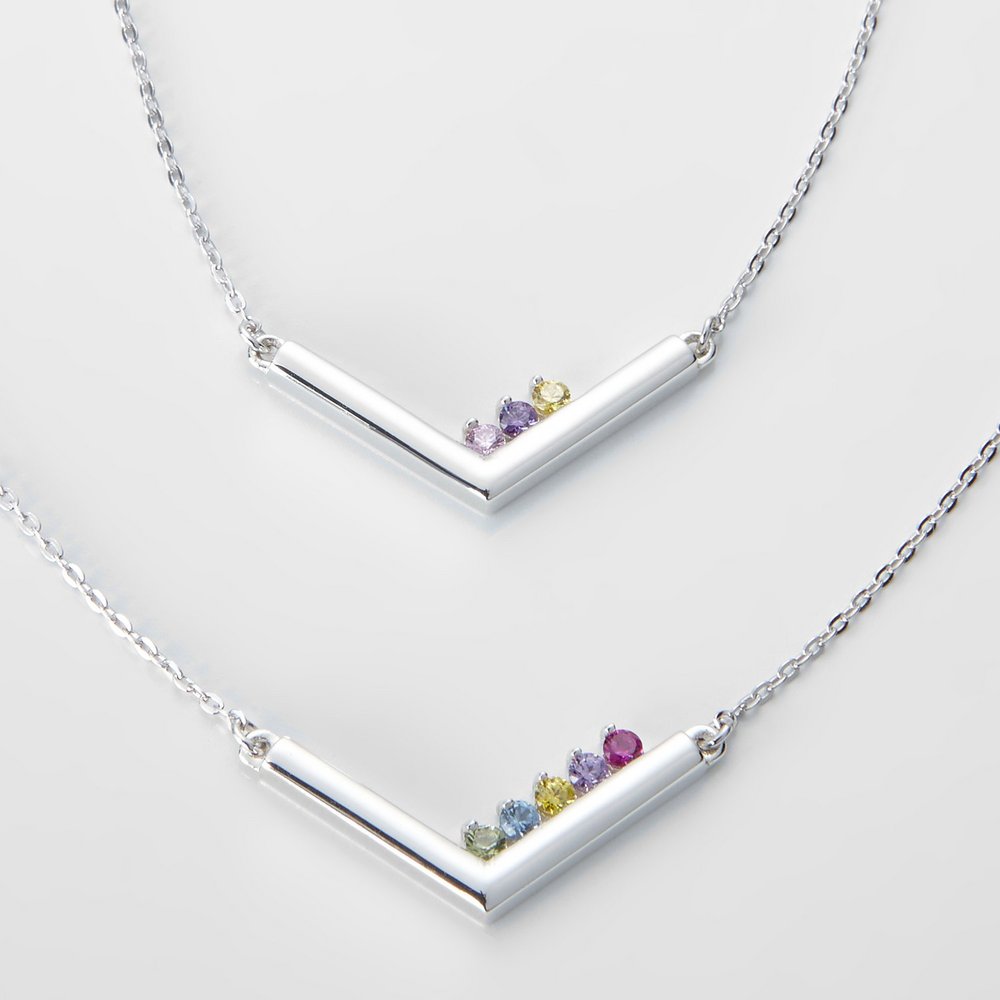 Personalized Family Gemstone Bar Necklace