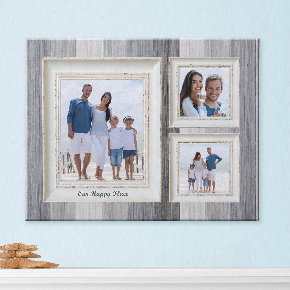 Distressed Stripe Personalized Photo Canvas