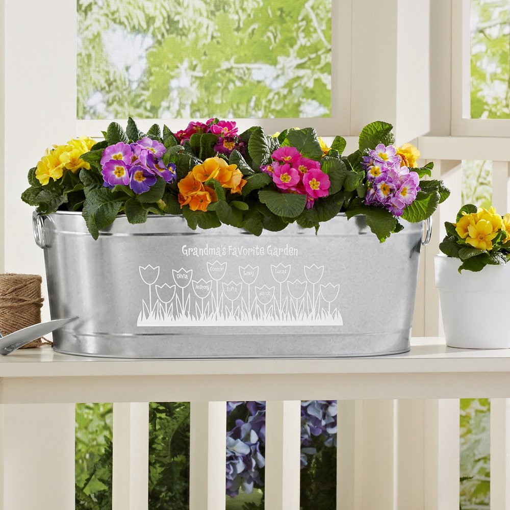 Blooming Tulip Personalized Garden Planter Tub