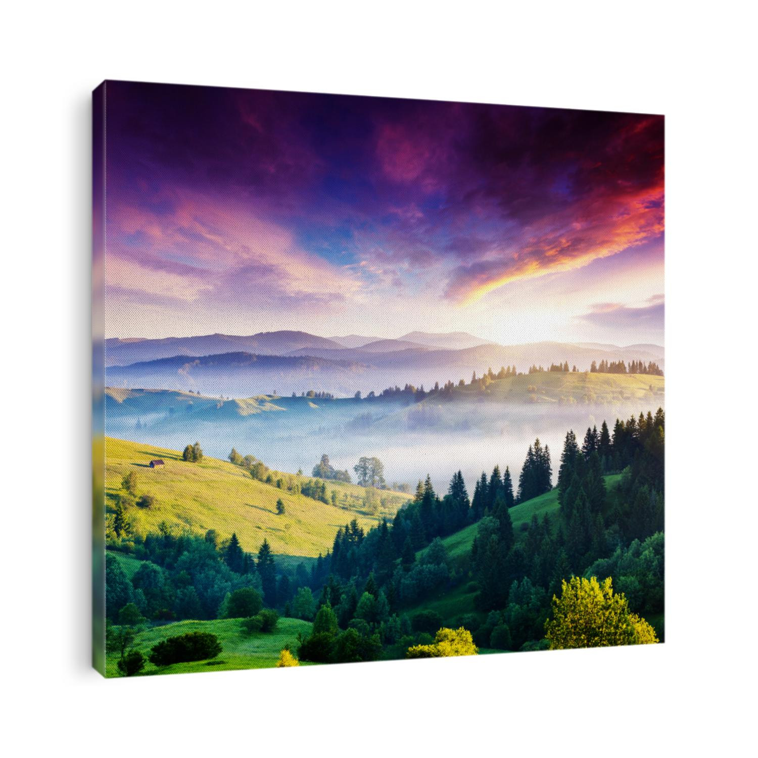 Majestic mountain landscape with colorful cloud. Dramatic overcast sky. Carpathian, Ukraine, Europe. Beauty world.