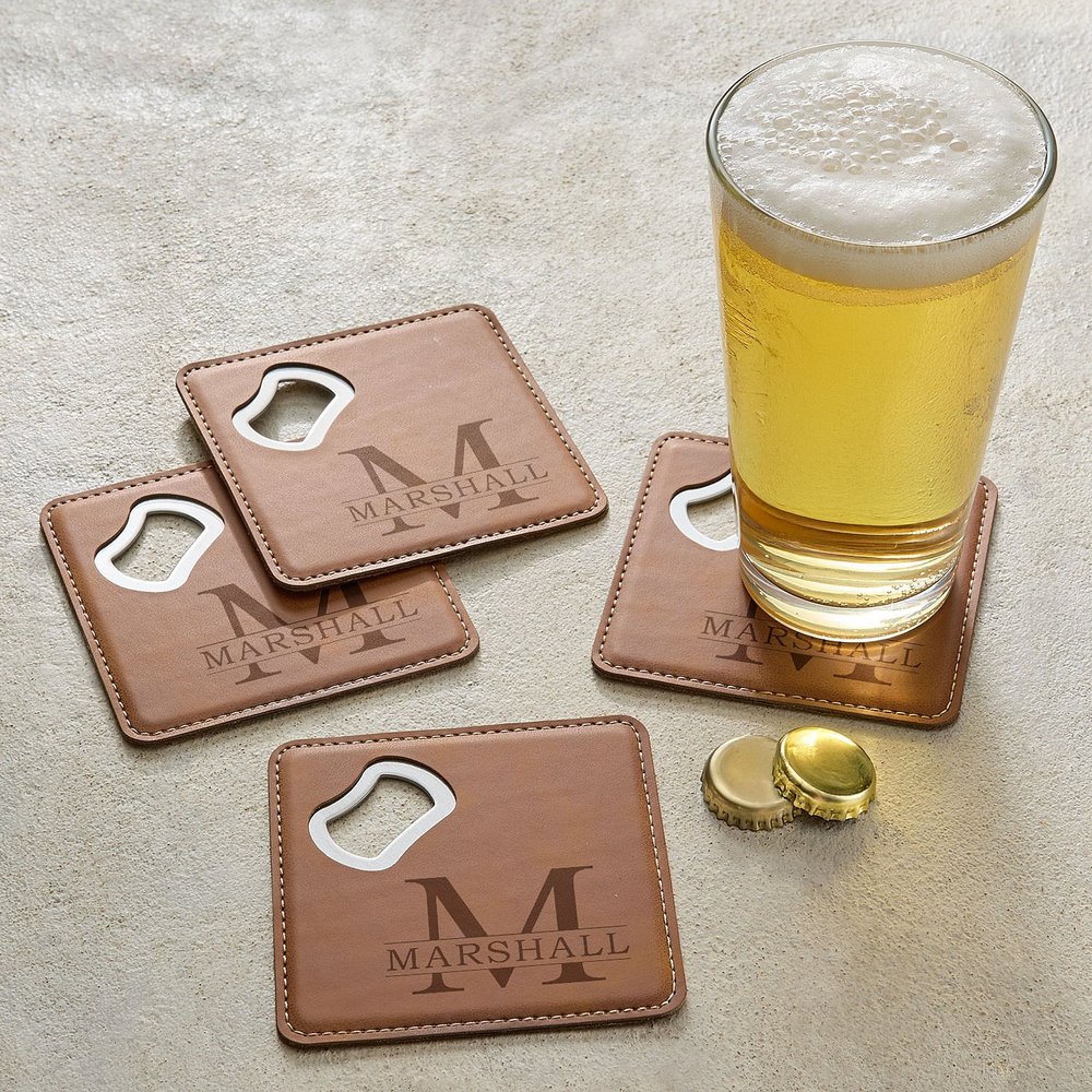 Personalized Name & Initial Bottle Opener Coasters