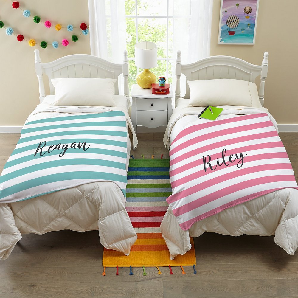 Striped Plush Personalized Name Blanket