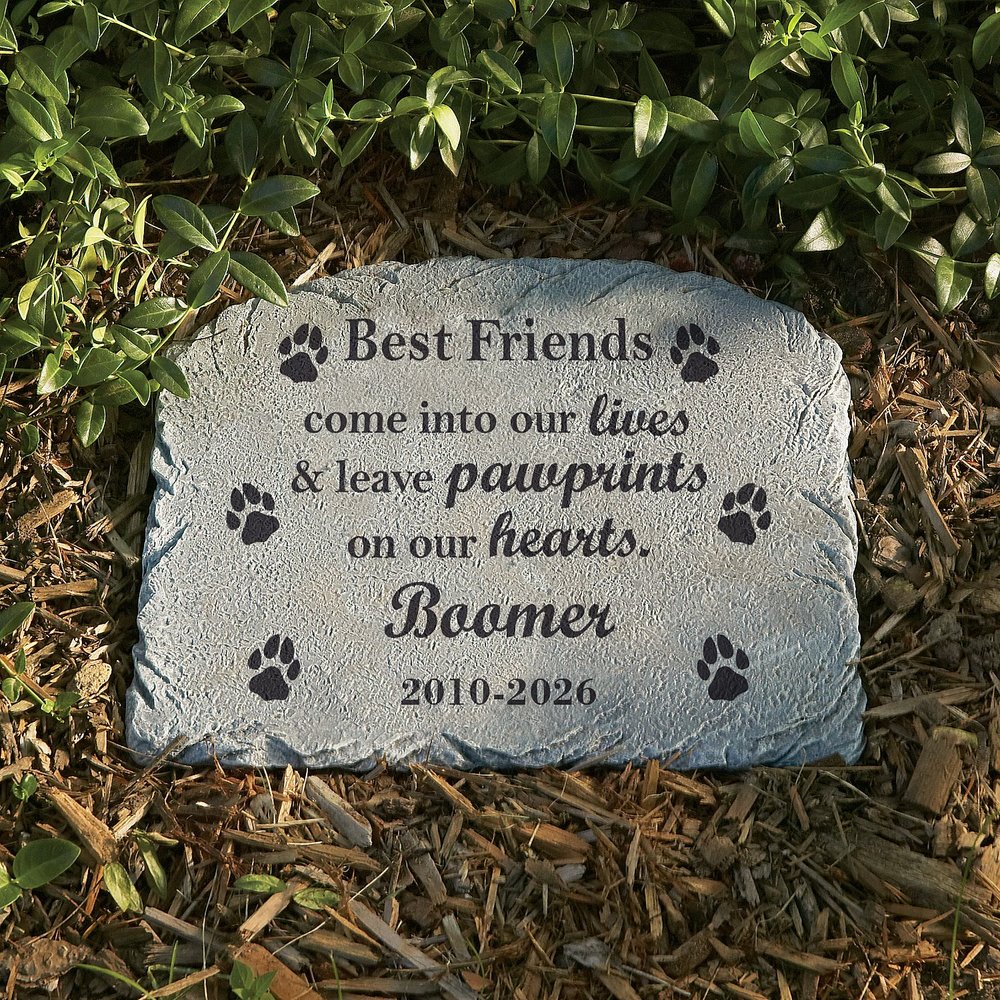 Heart-to-Paw Pet Memorial Personalized Garden Stone