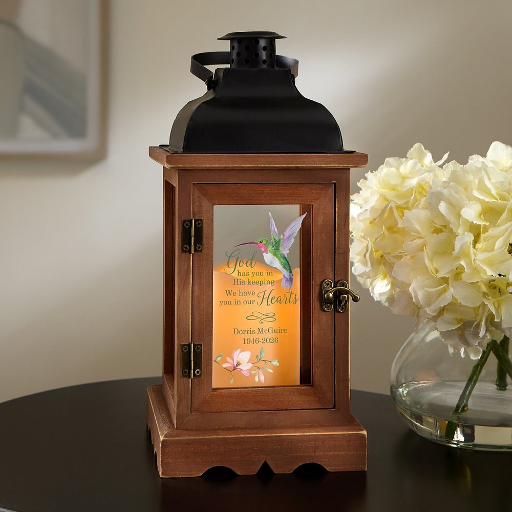 God's Keeping Memorial LED Personalized Lantern