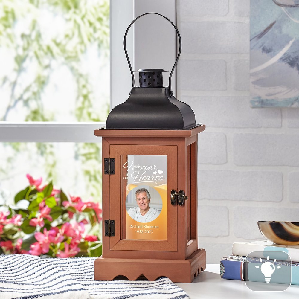 In Our Hearts Photo Memorial LED Personalized Lantern