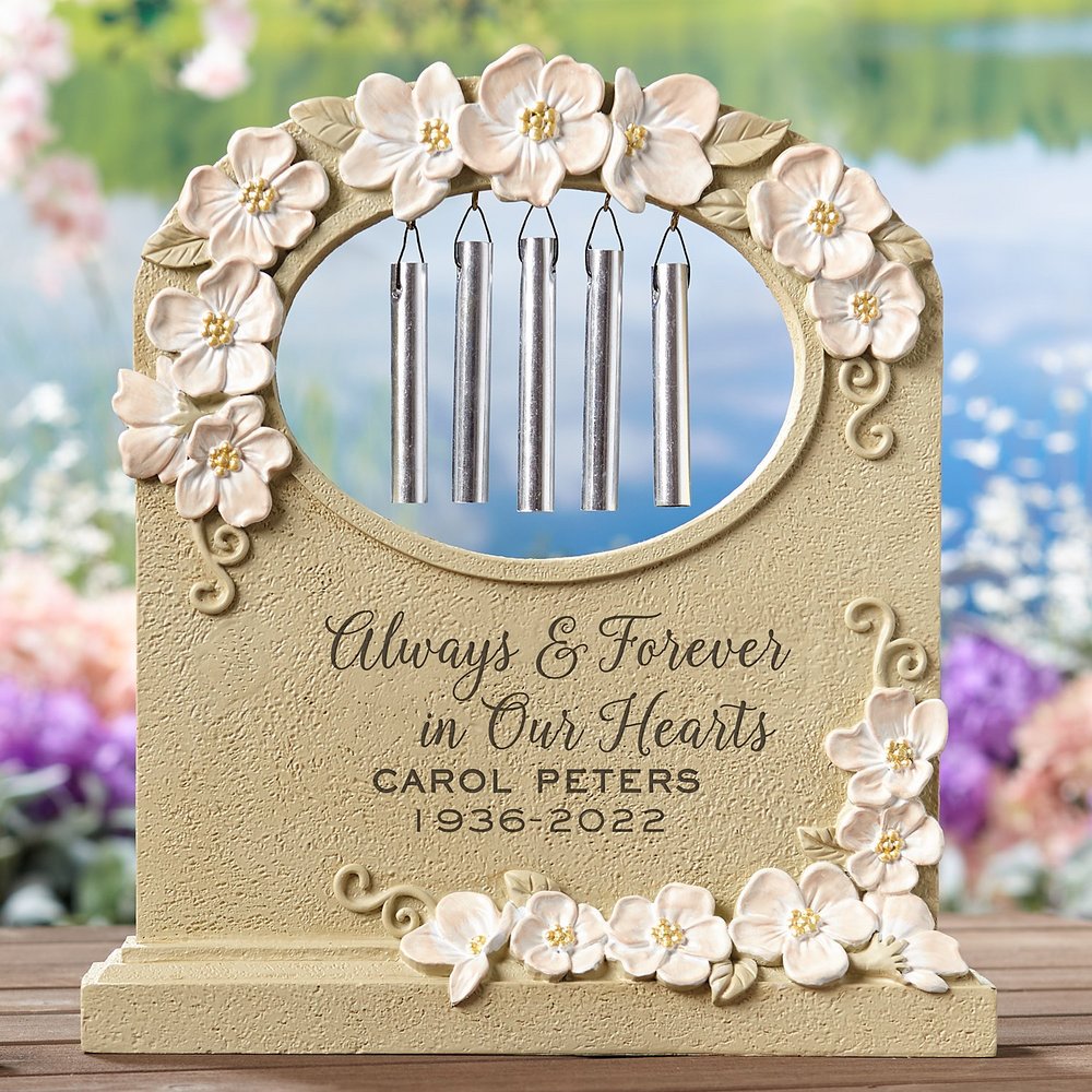 Sculpted Flower Memorial Personalized Desktop Chime