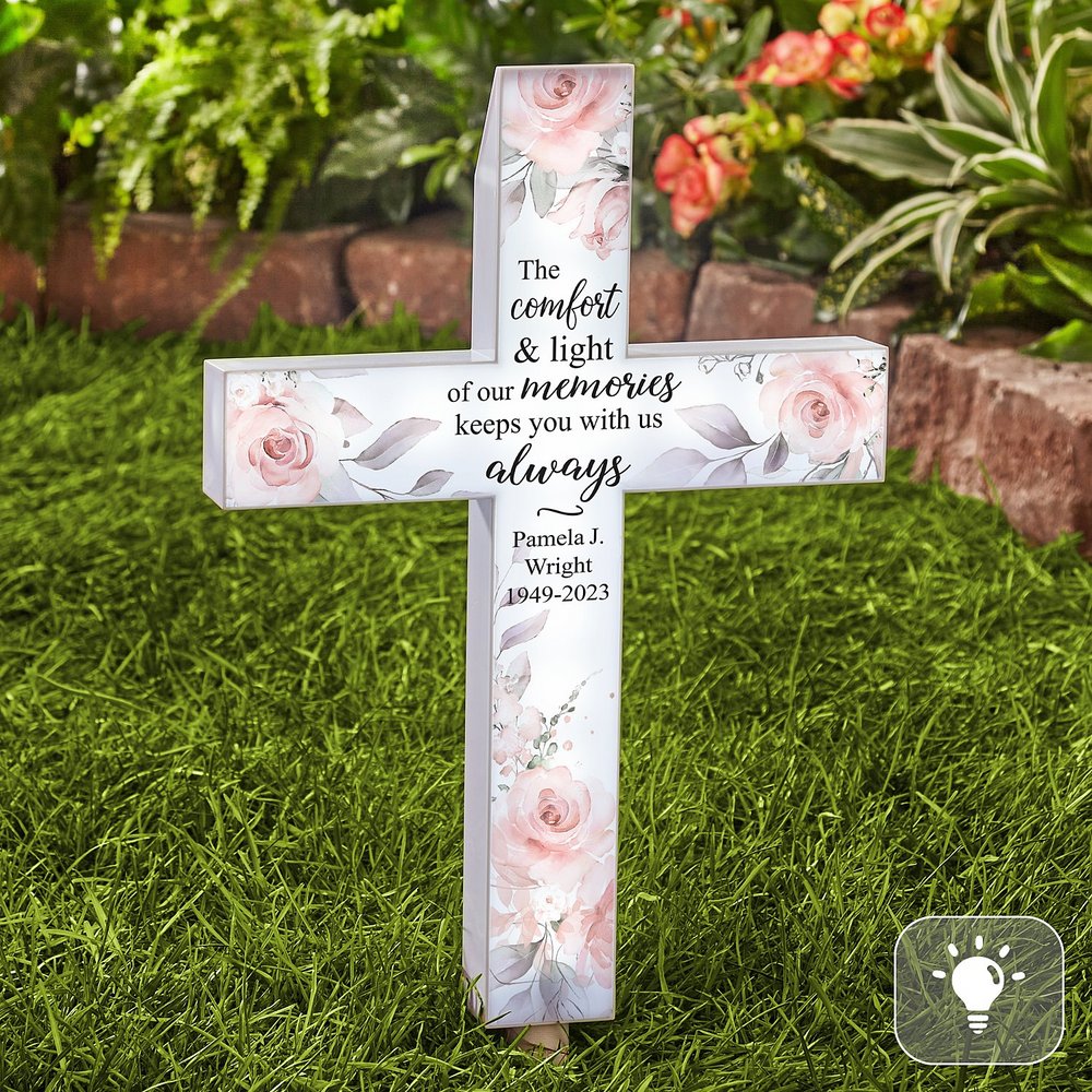 Shining Memories Memorial Solar Personalized Cross