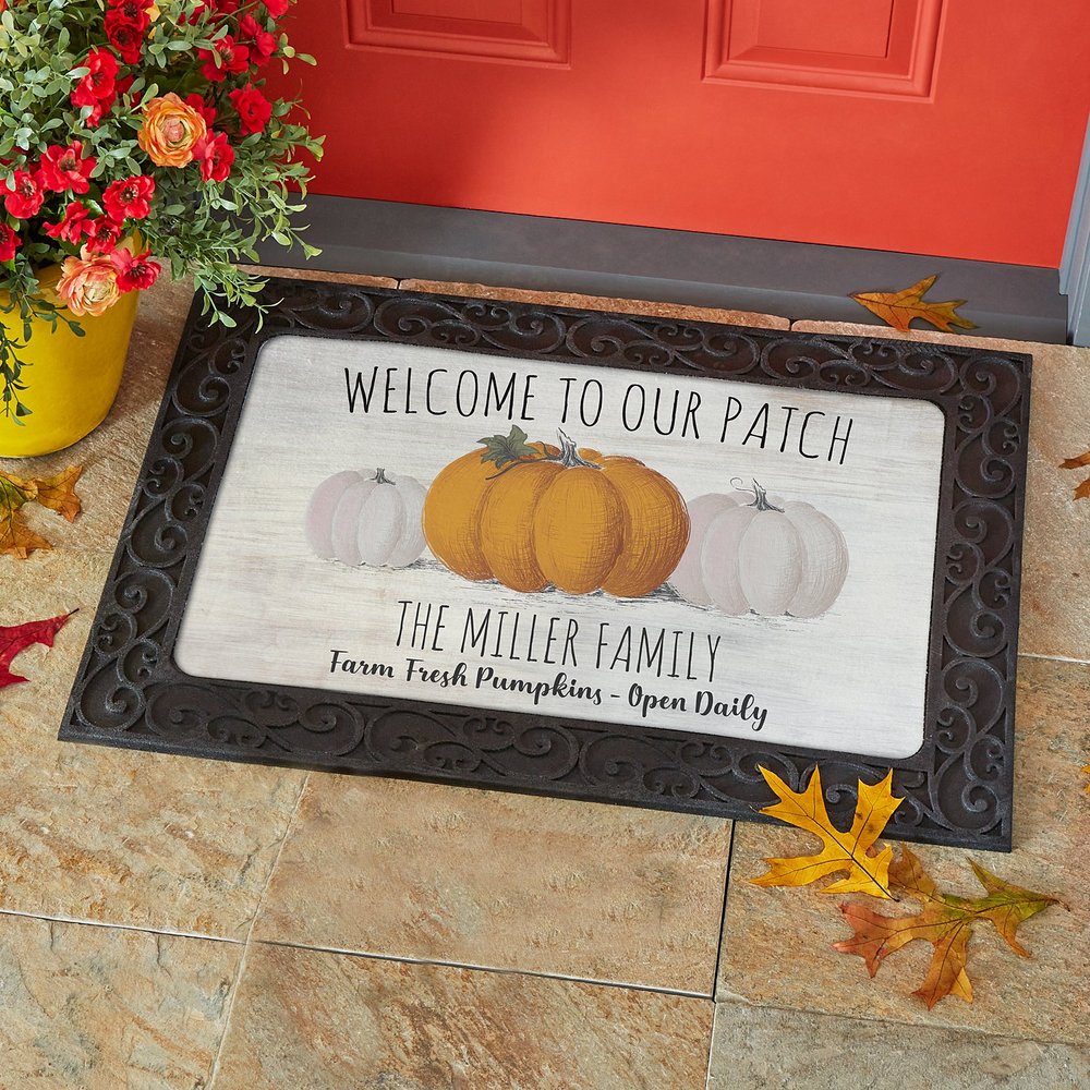 Autumn Pumpkin Farm Personalized Door Mat