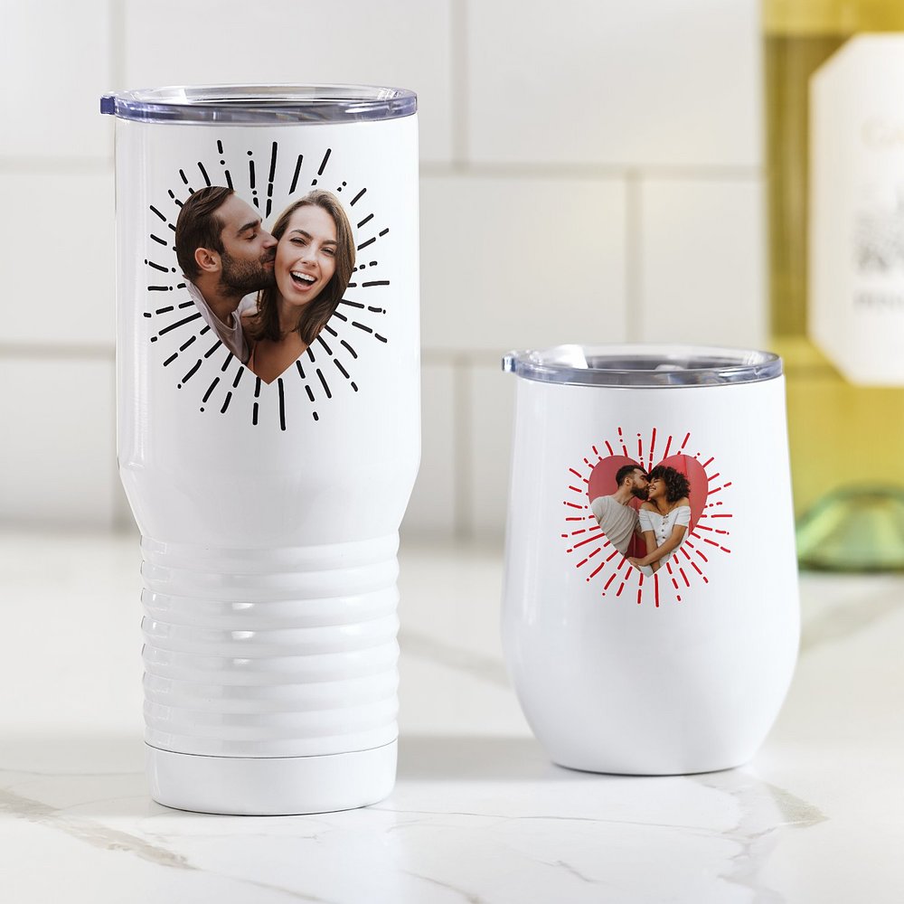 Radiant Heart Personalized Photo Message Insulated Tumbler