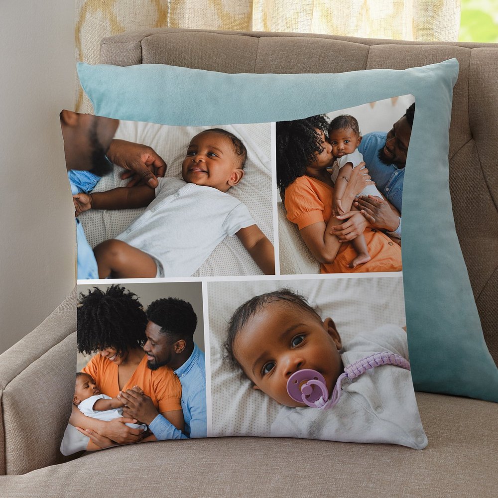 Custom Photo Collage Throw Pillow