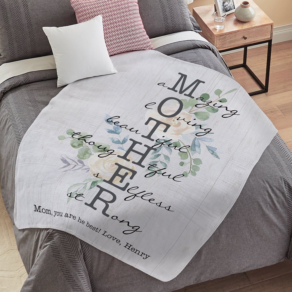 Wonderful Mother & Grandma Personalized Plush Blanket