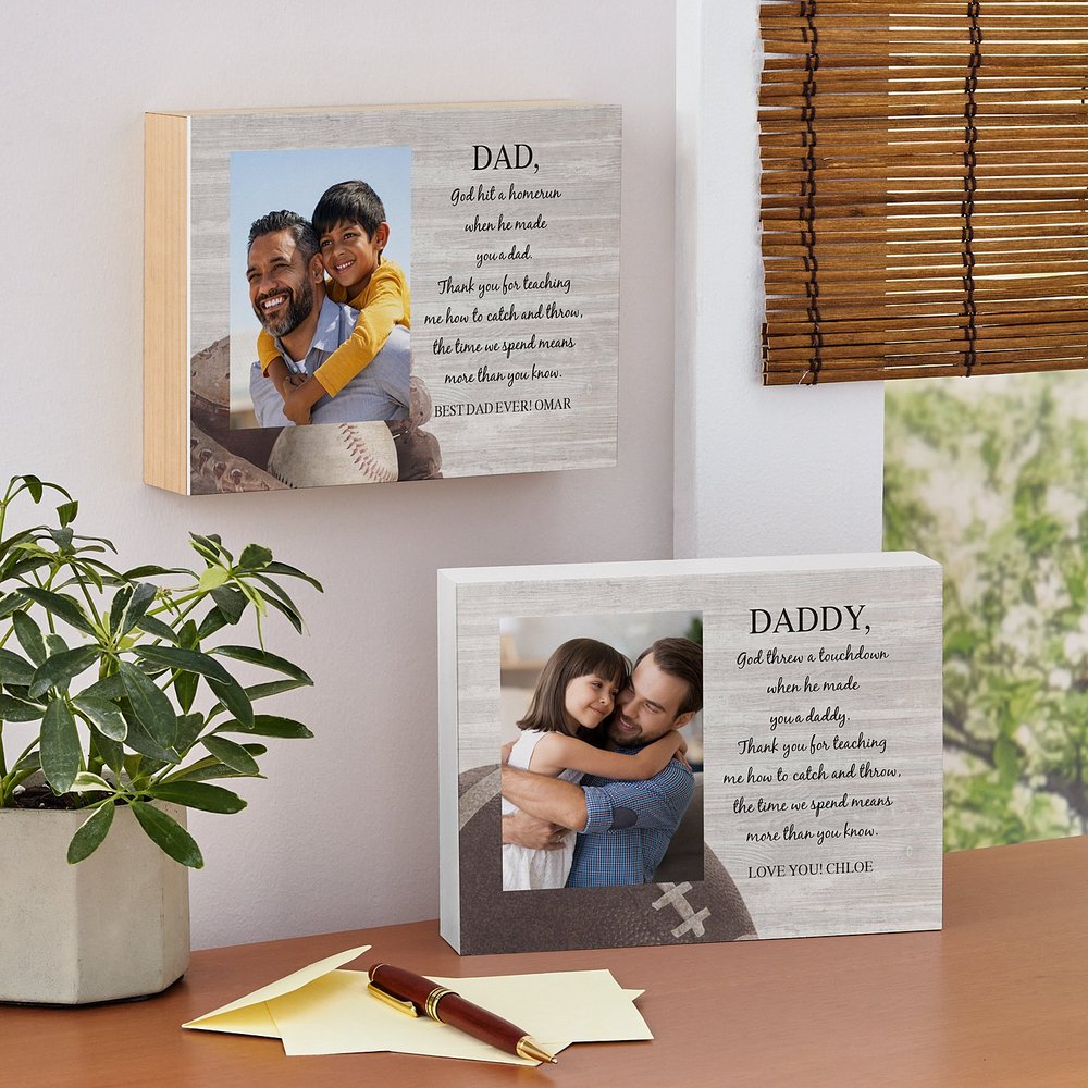 Home Run Dad Personalized Sports Wooden Block