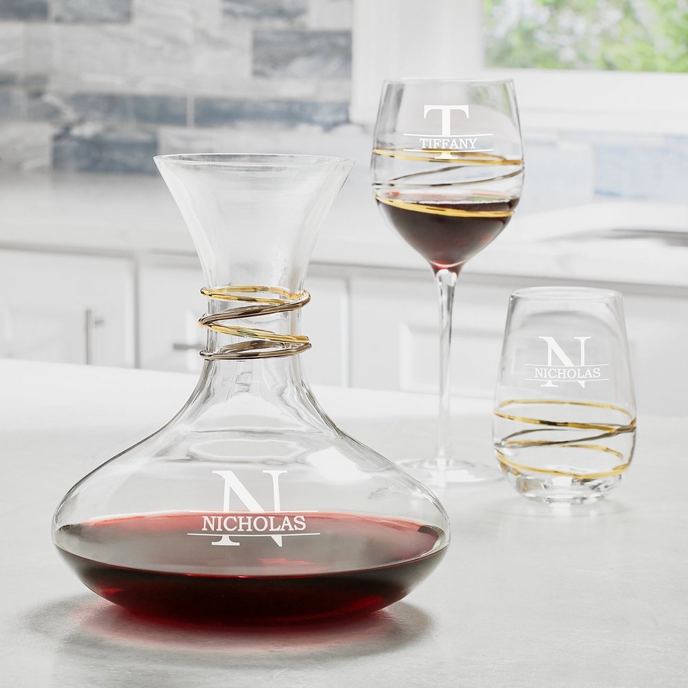 Elegant Reflections Engraved Personalized Wine Decanter