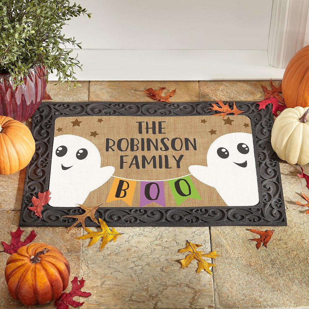 Spooky Greetings Personalized Doormat