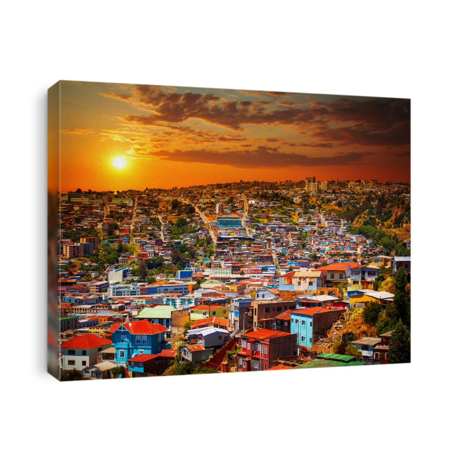 Colorful buildings on the hills of the UNESCO World Heritage city of Valparaiso, Chile