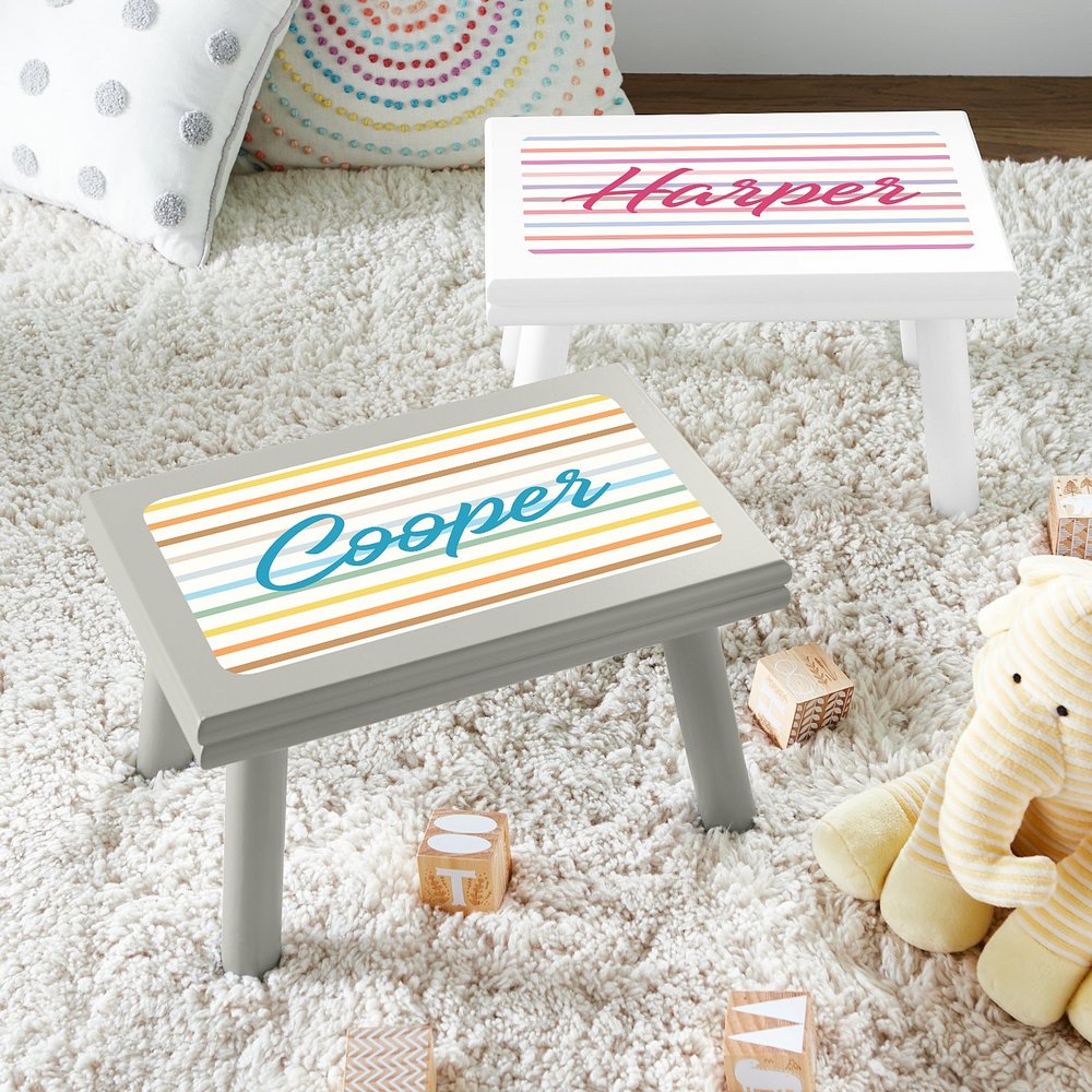 Striped Name Personalized Step Stool