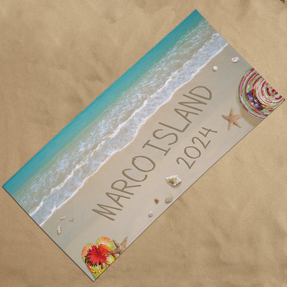 Etched In Sand Personalized Beach Towel