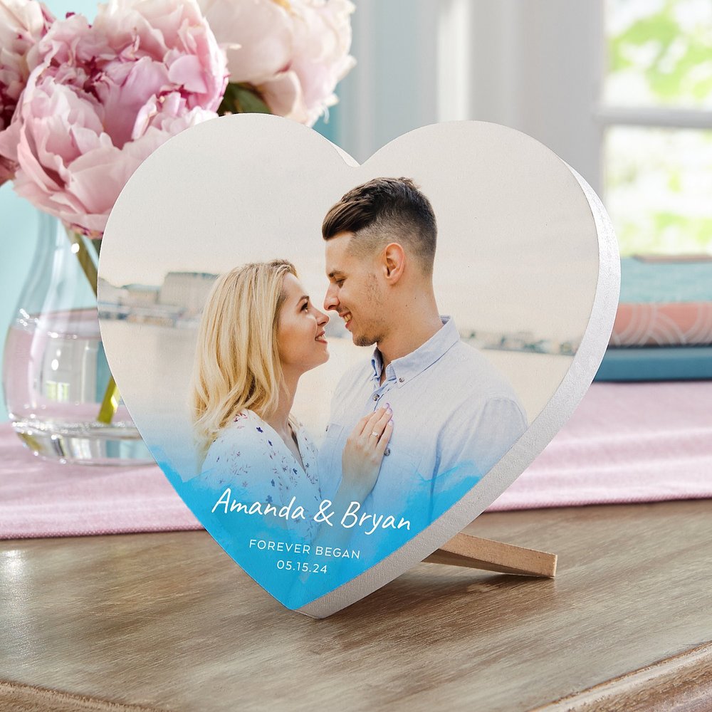 Love Began Personalized Photo Wood Heart