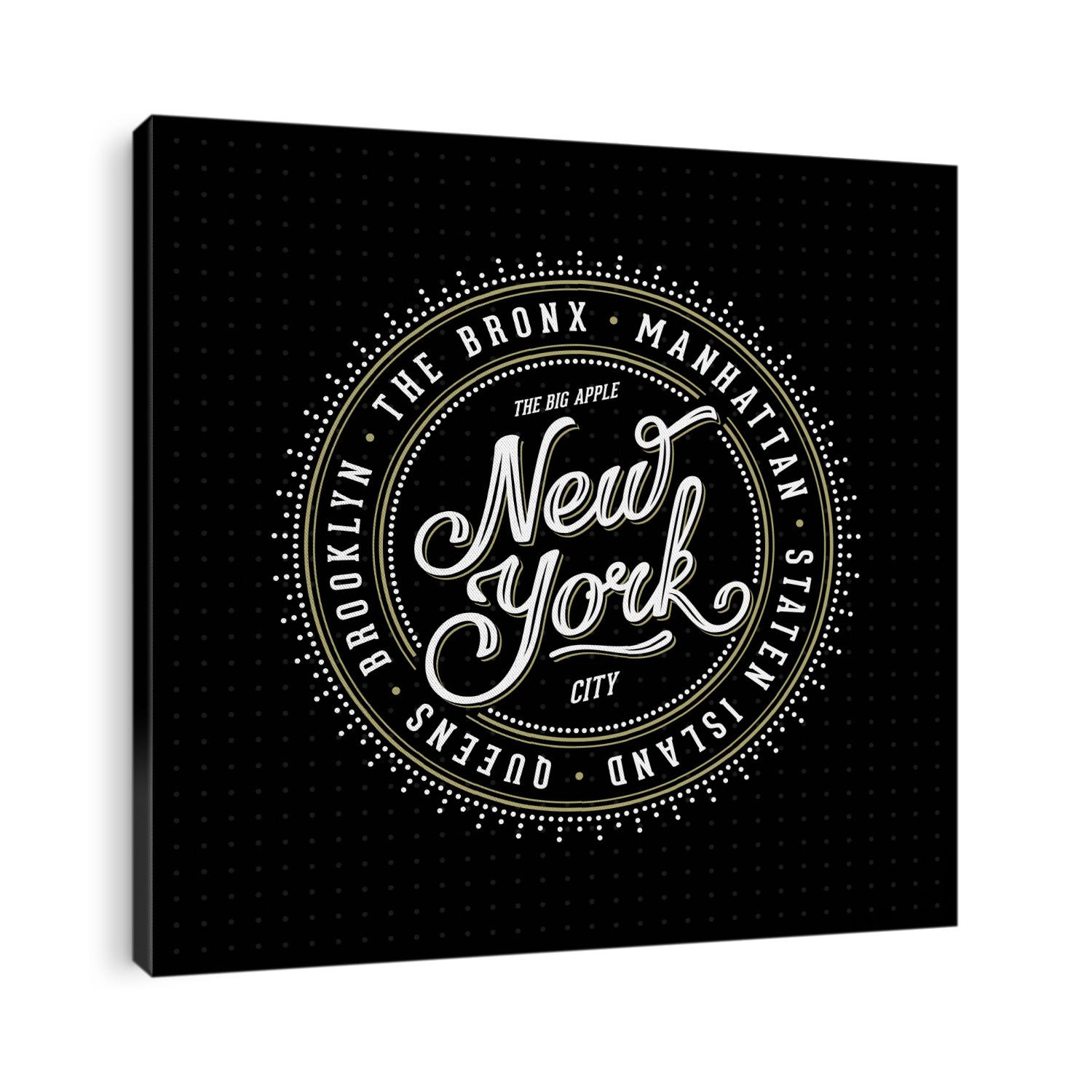 Vintage hipster frame with lettering 'New York City, Brooklyn, Manhattan, Queens, Bronx, Staten Island' for your poster, badge, t-shirt apparel print. Vector Illustration.