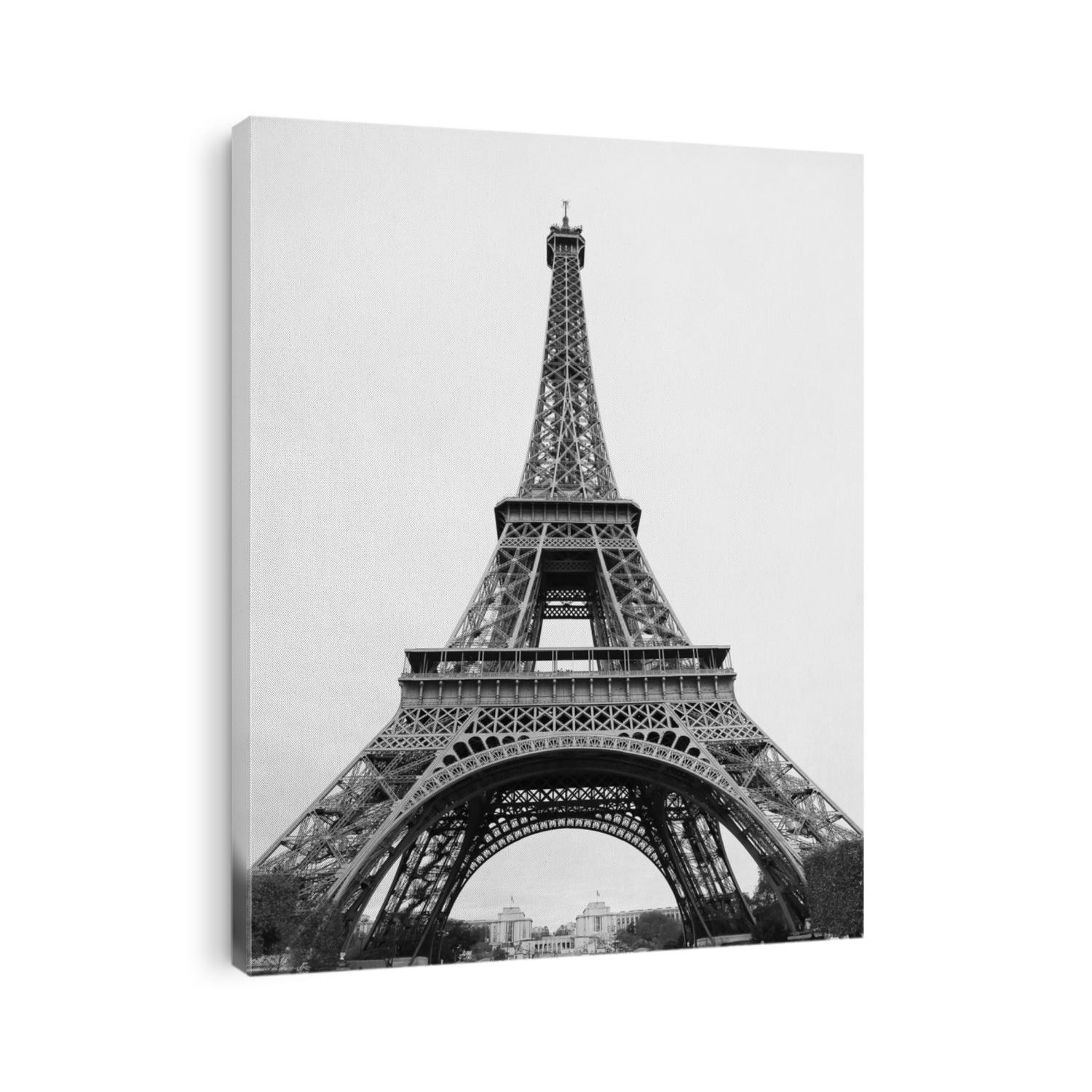 Paris Eiffel Tower - black and white retro postcard styled.