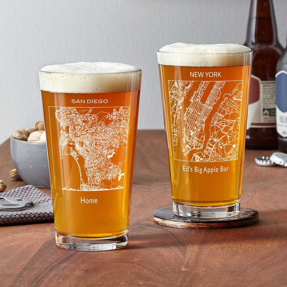 Iconic College Town Map Personalized Pint Beer Glass