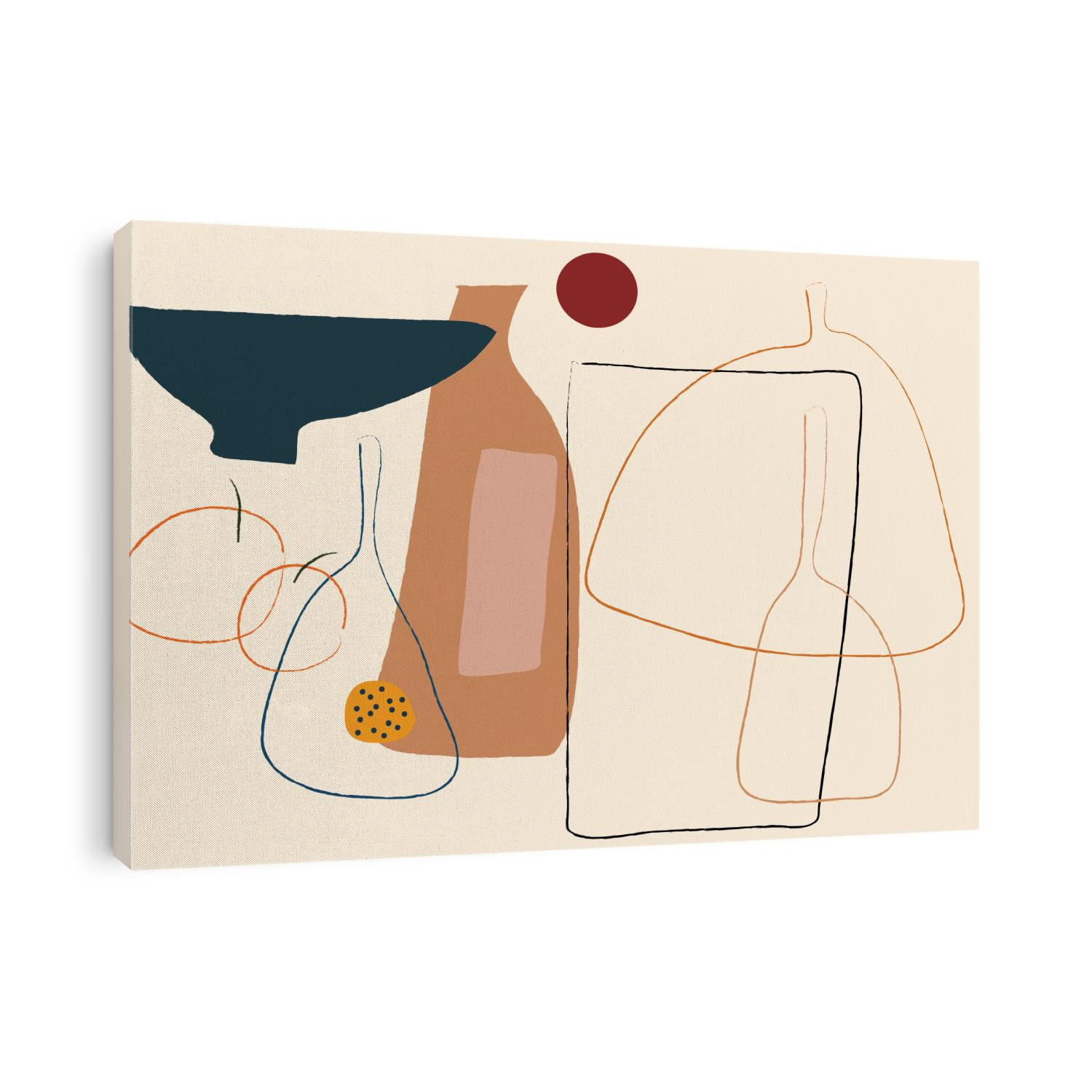 The relationship between colors, lines, objects. Composed as abstract art.