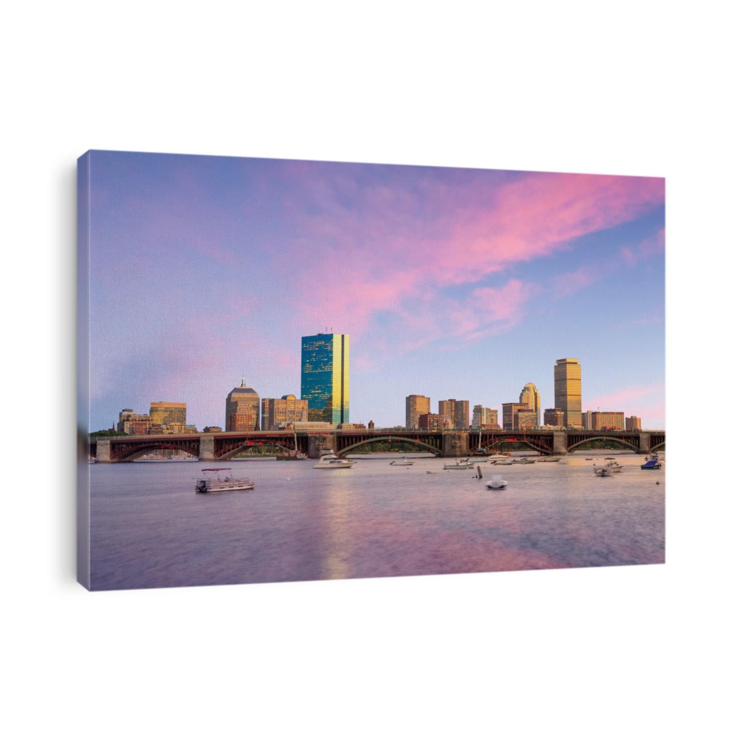 View of Boston Massachusetts Skyline at twilight in USA