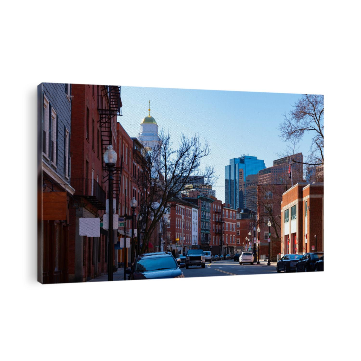 Panoramic street landscape in East Boston, Massachusetts
