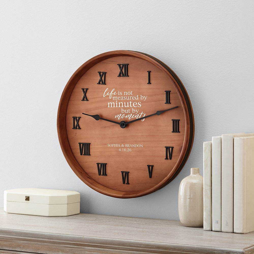 Cherished Moments Personalized Wine Barrel Wall Clock