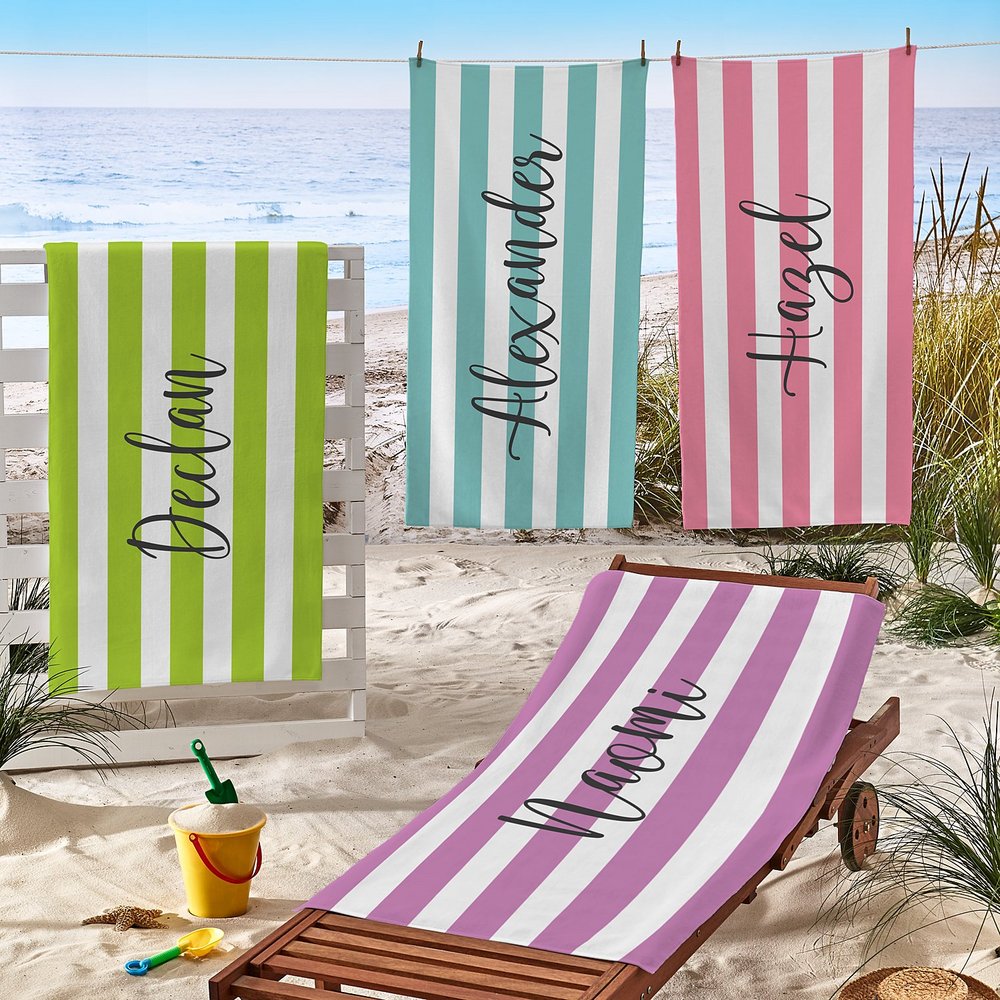 Striped Personalized Beach Towel