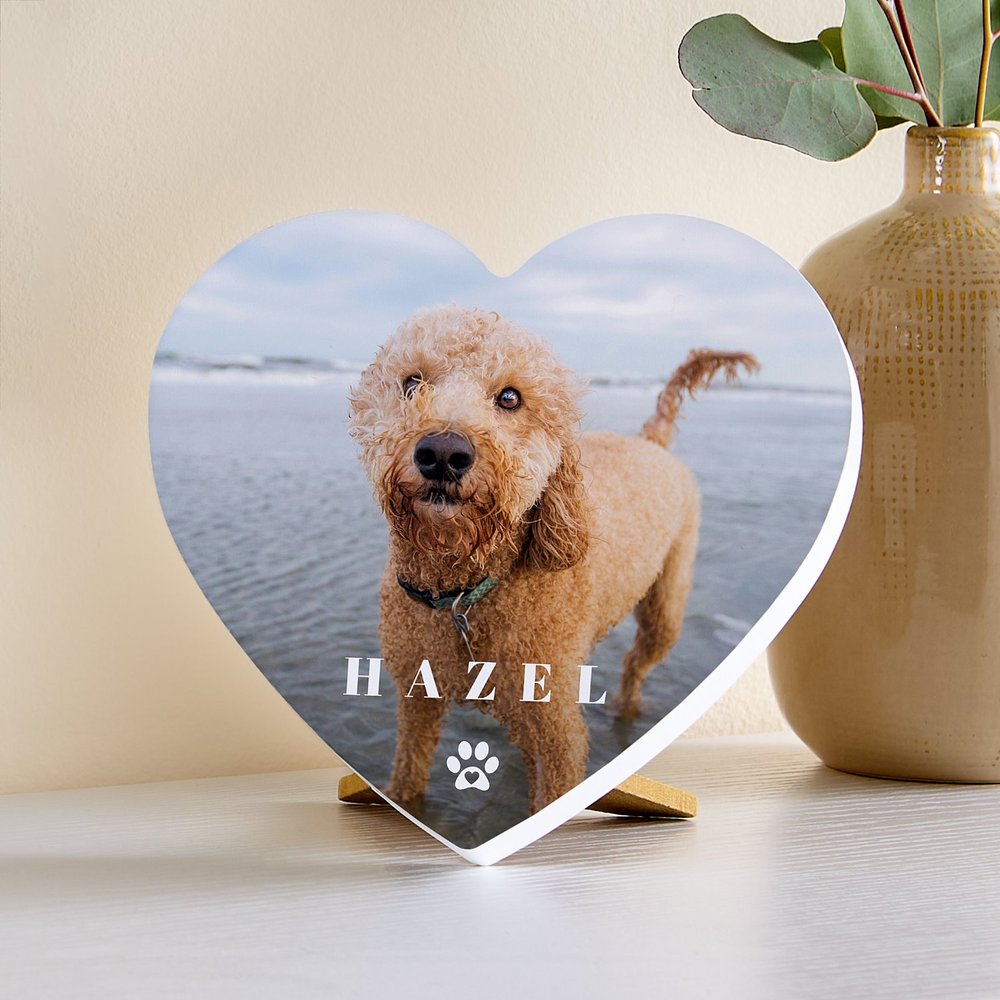 Pawprint Love Photo Wood Heart
