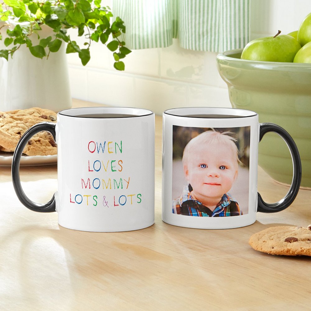 Vibrant Crayon Text Personalized Photo Mug