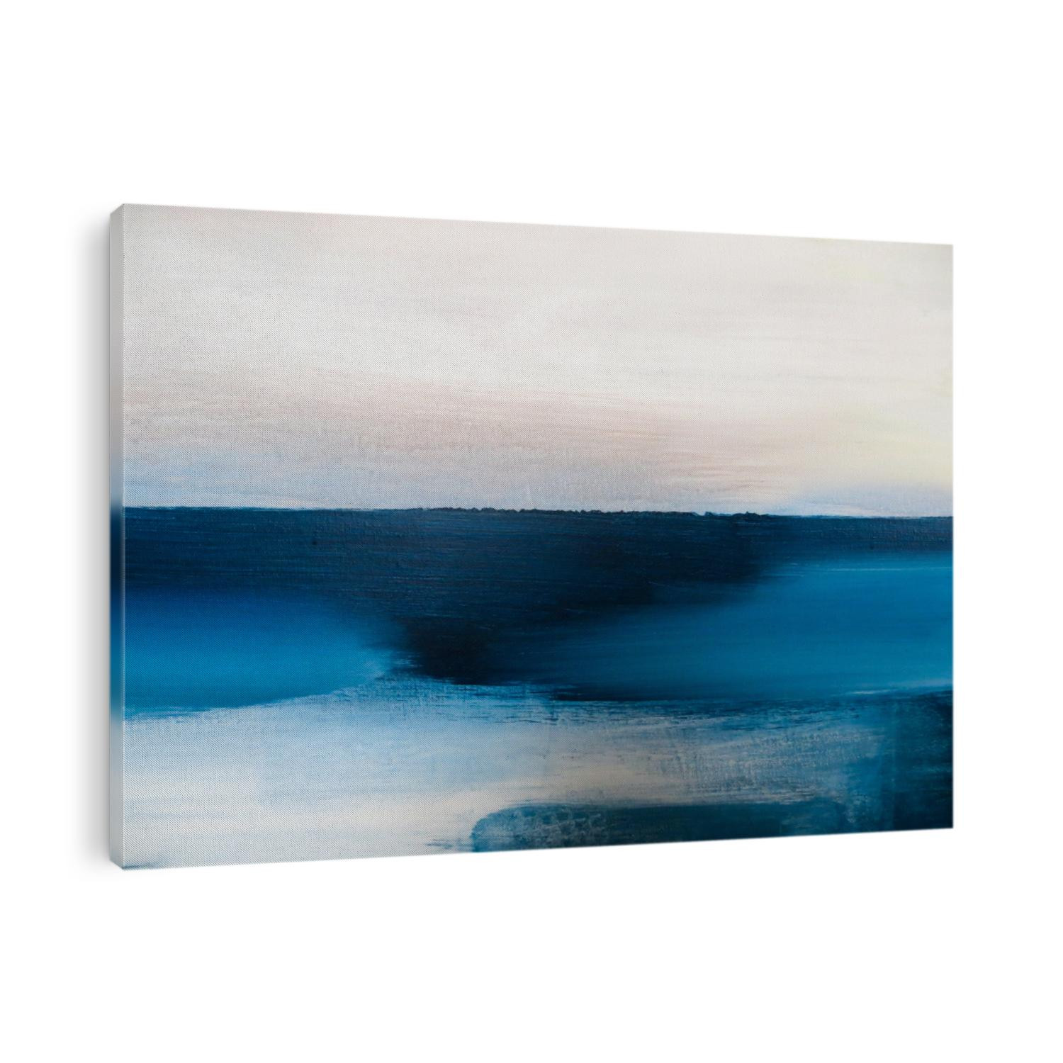 Blue and Grey Abstract Art Painting background. Painting Blue Sea