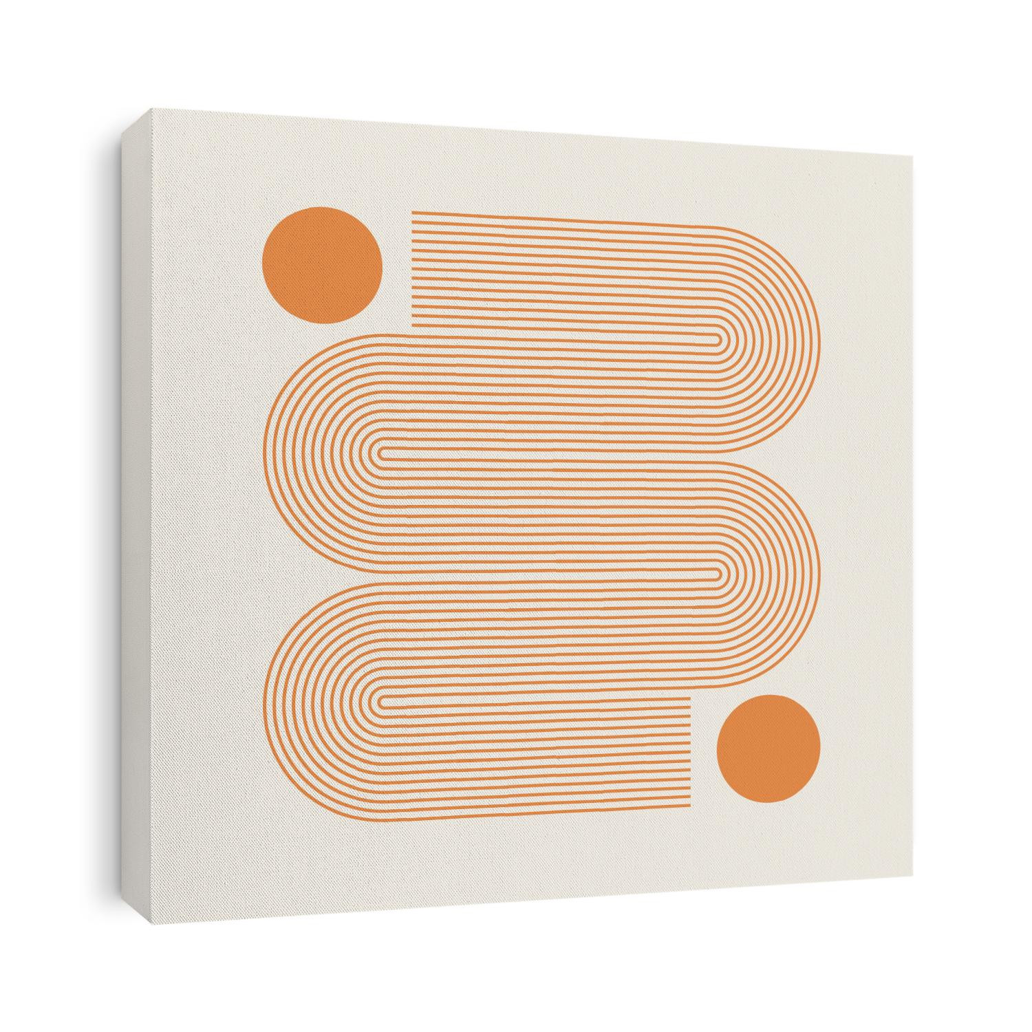 Abstract contemporary aesthetic background with geometric Sun lines. Earth tone, golden color. Boho wall decor. Mid century modern minimalist art print. Organic natural shape.