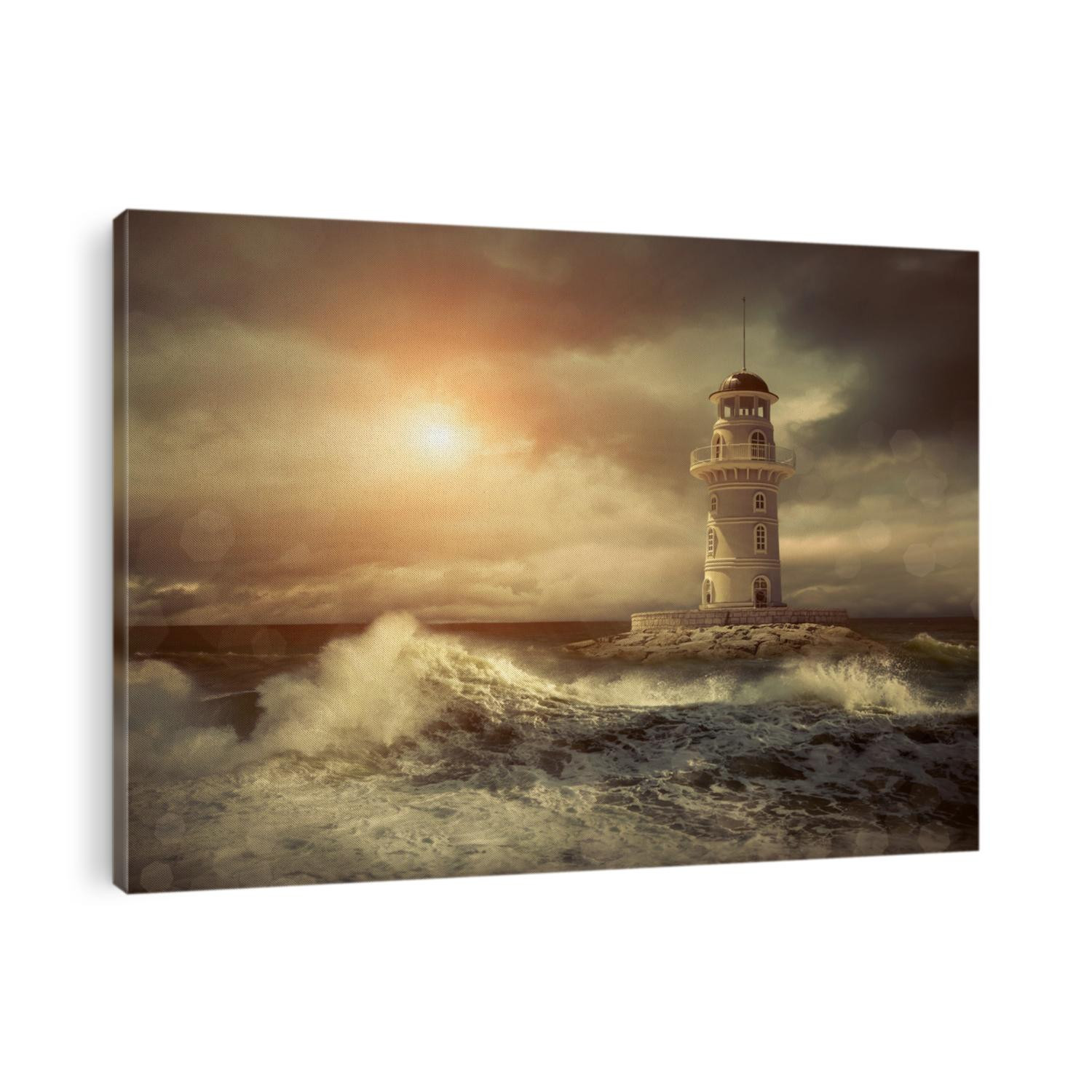 Lighthouse on the sea under sky.