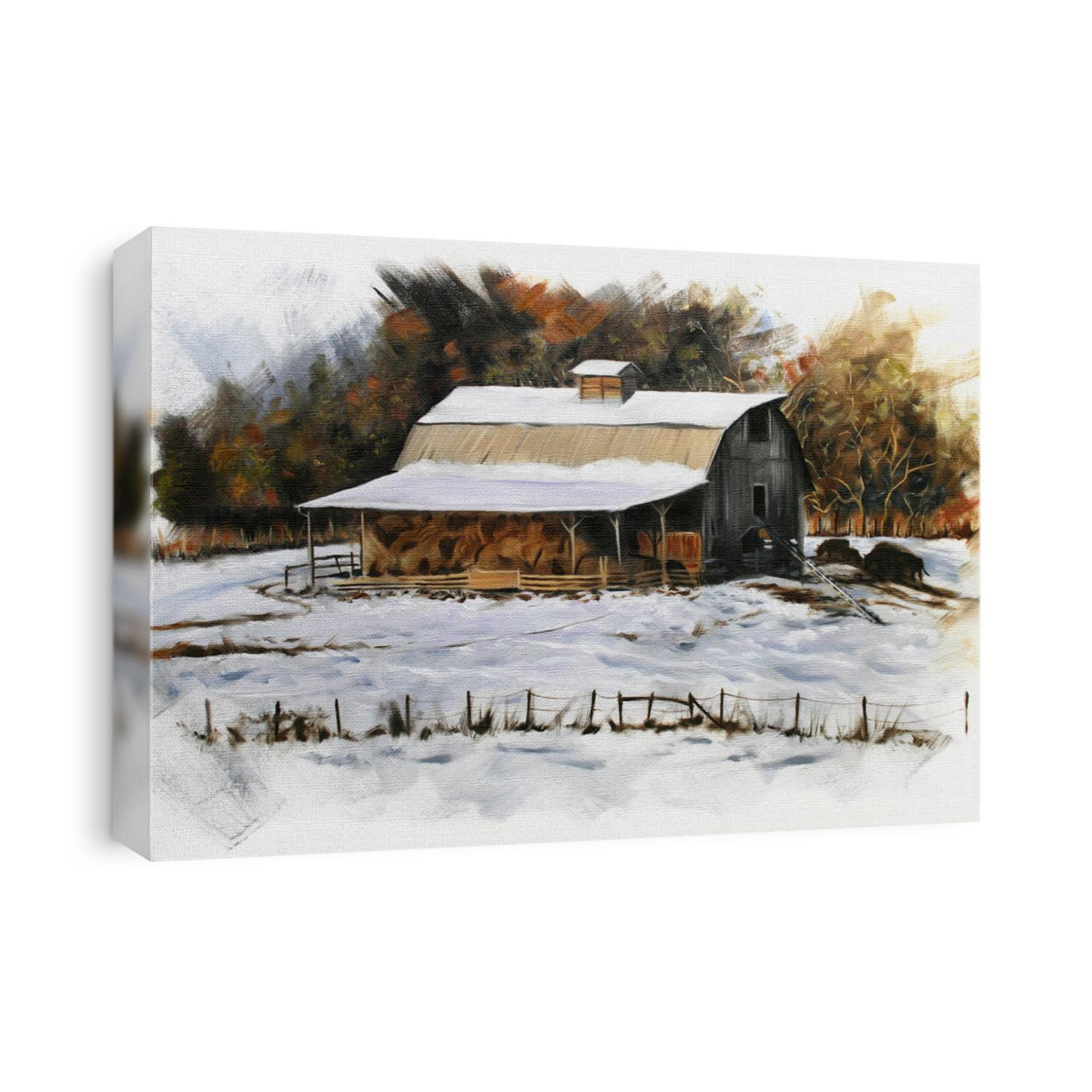 Winter Barn Torn Edges