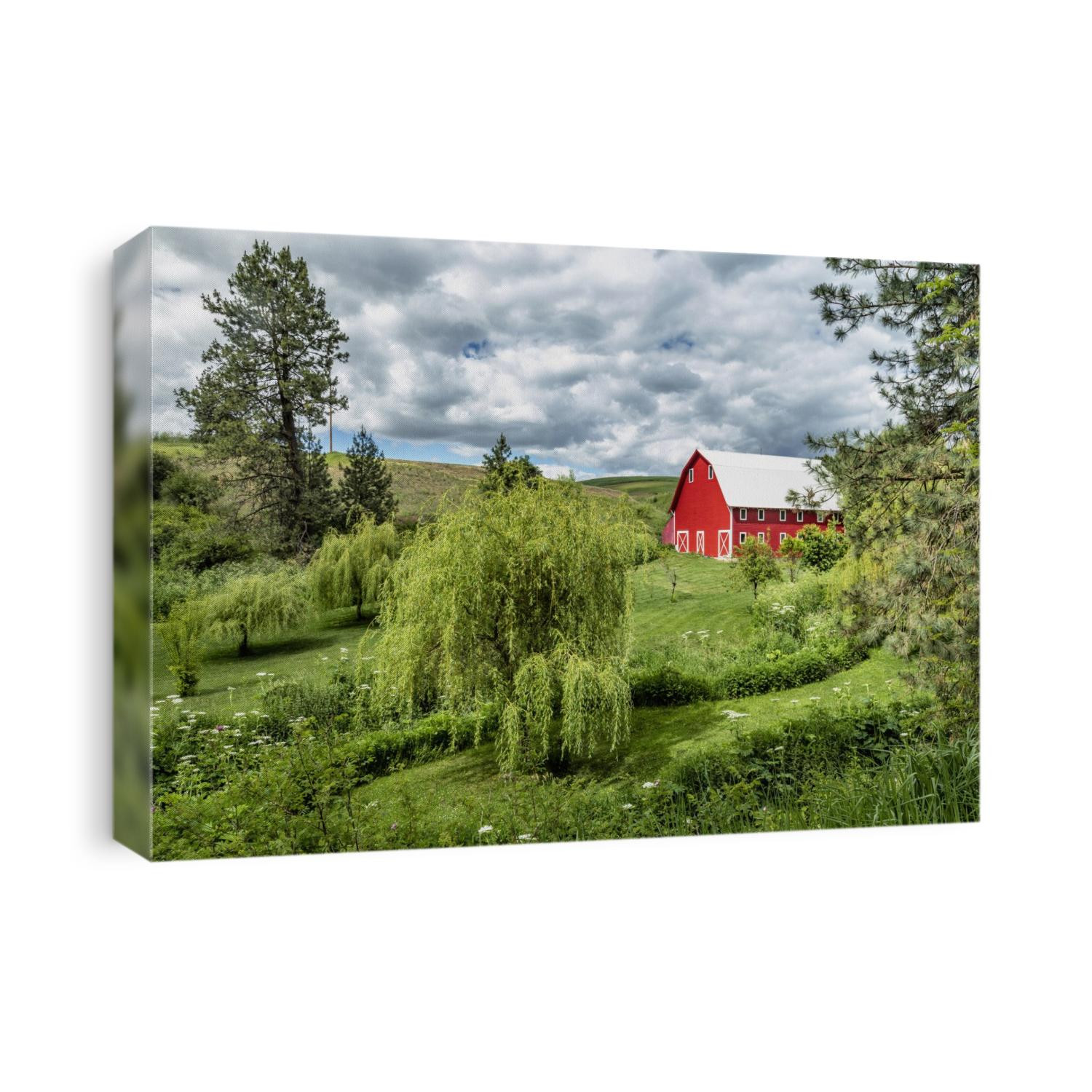 Red barn and gardens in the Palouse, Washington