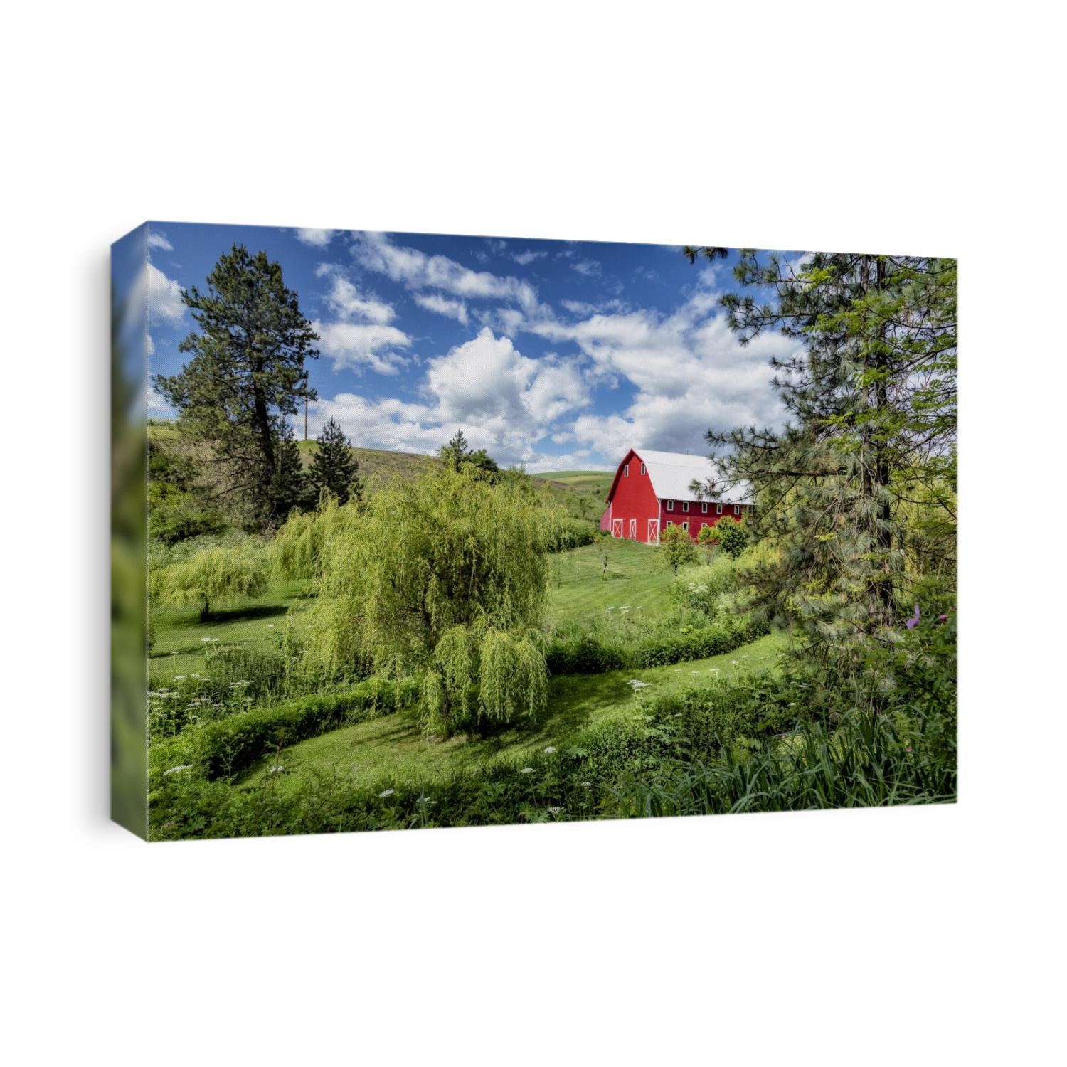 Red barn and gardens in the Palouse, Washington