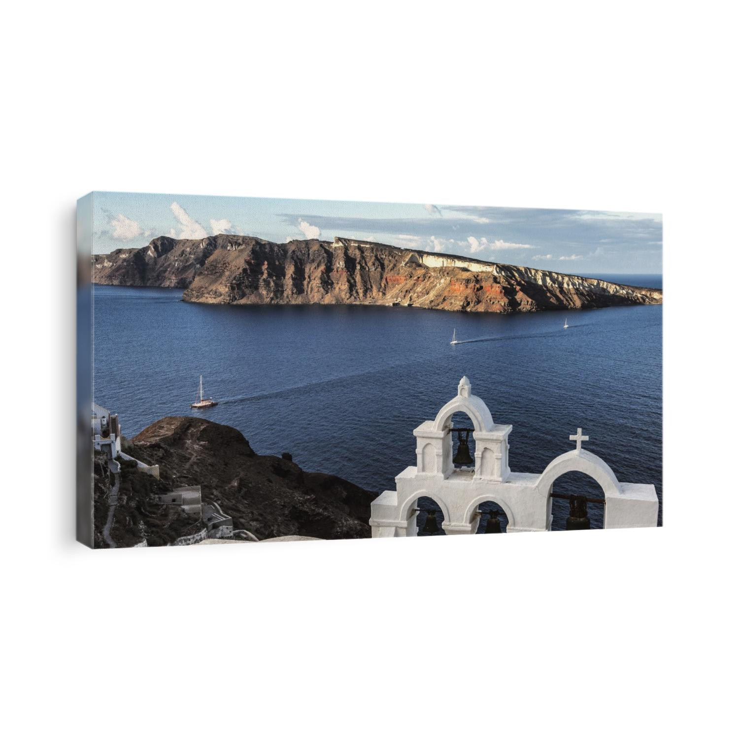 Sunset and church on Oia, Santorini, Greece