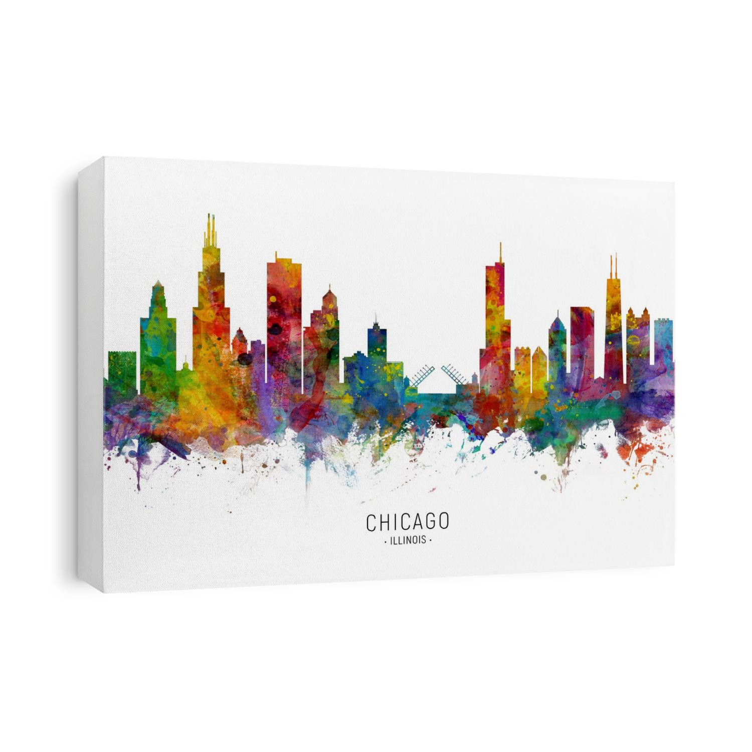 Watercolor art print of the skyline of Chicago, Illinois, United States
